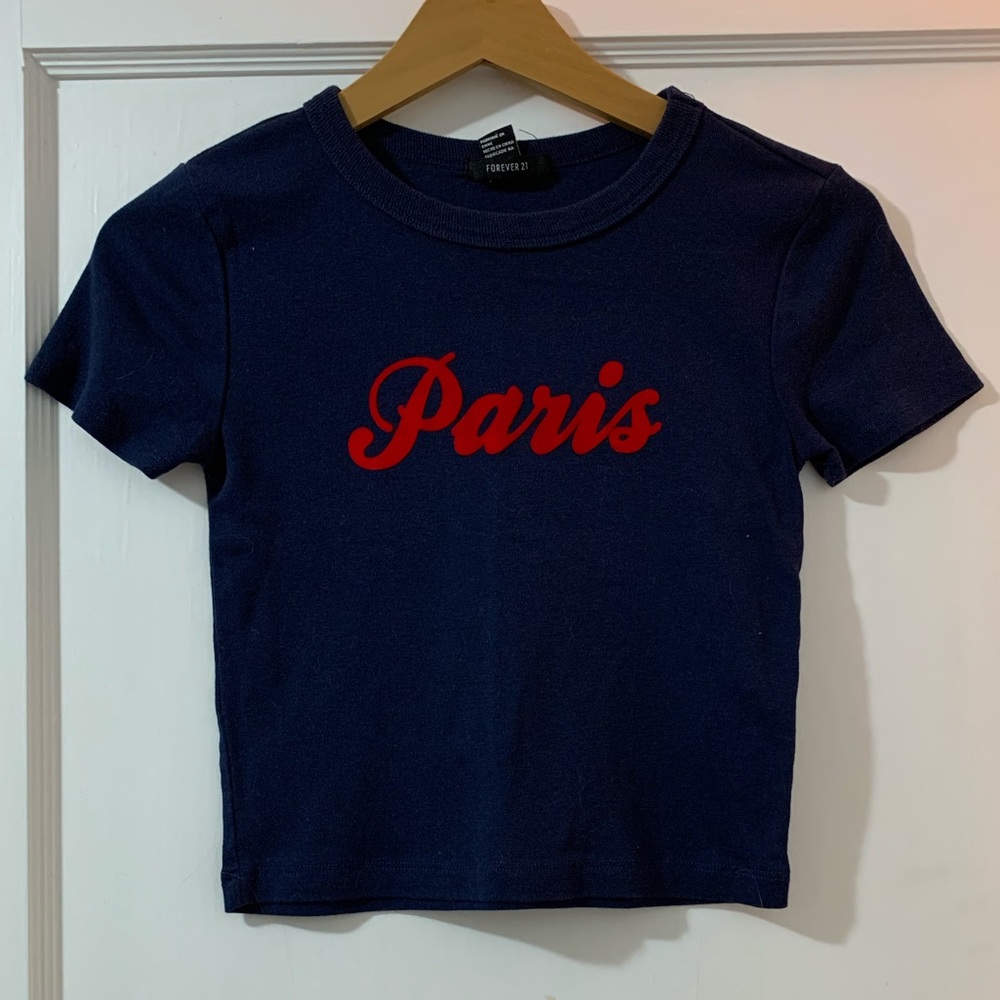blue paris crop top